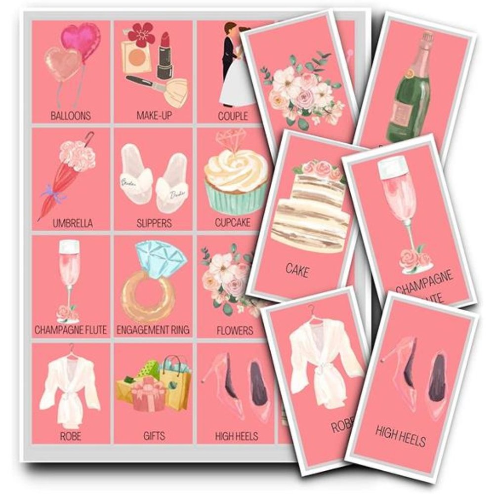 Bridal Shower Games In English - 50 Cards - Wedding Shower Games - Decorations